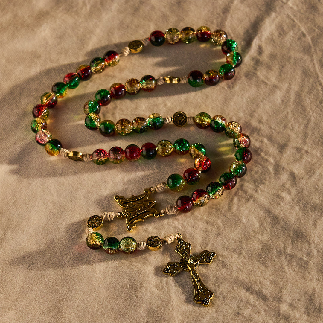 Christianartworkshop Regalo di Natale: Rosario di vetro natalizio con croce: celebrazione fedele e splendore festivo - image 6