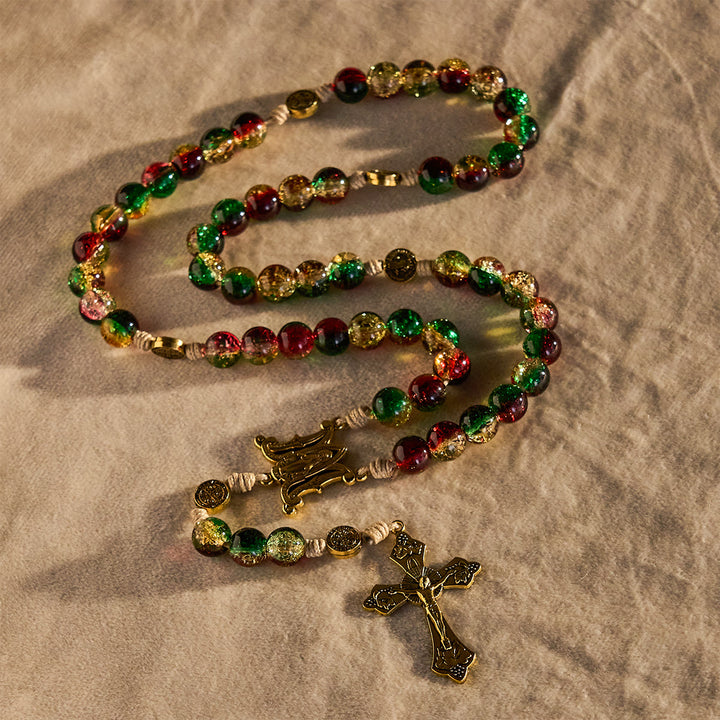 Christianartworkshop Regalo di Natale: Rosario di vetro natalizio con croce: celebrazione fedele e splendore festivo - image 6