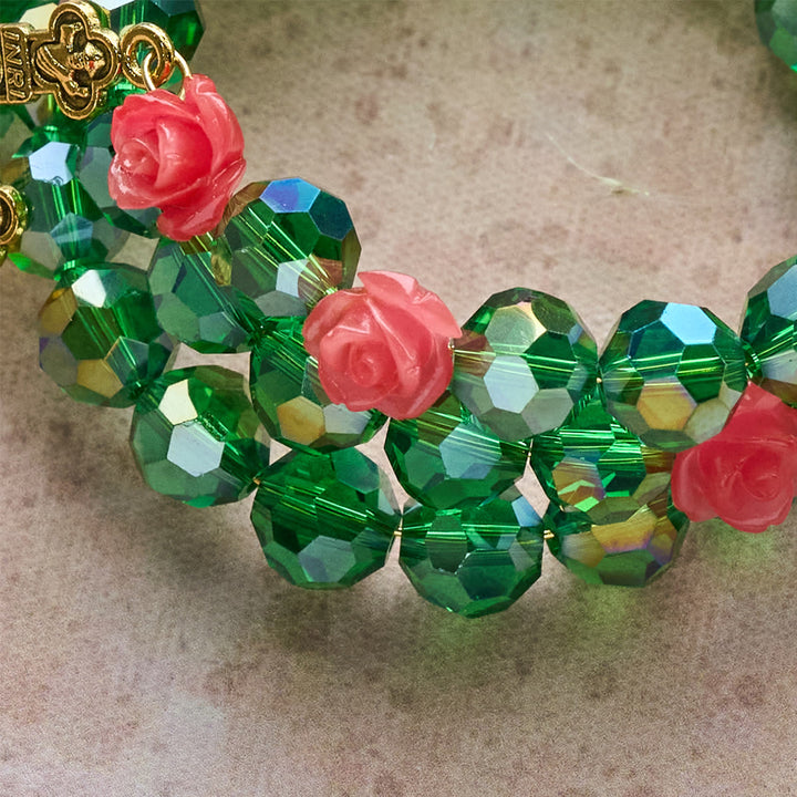 Christianartworkshop Bracciale rosario con cristalli verdi e rosa: devozione e grazia floreale - image 5