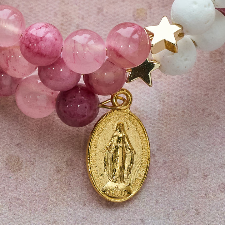 Bracciale rosario in gesso e agata rossa rosa di Christianartworkshop: devozione e dolcezza celeste - image 6