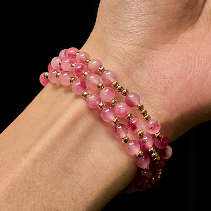 Bracciale rosario con perline di agata rossa rosa di Christianartworkshop: devozione ed eleganza celeste - image 1