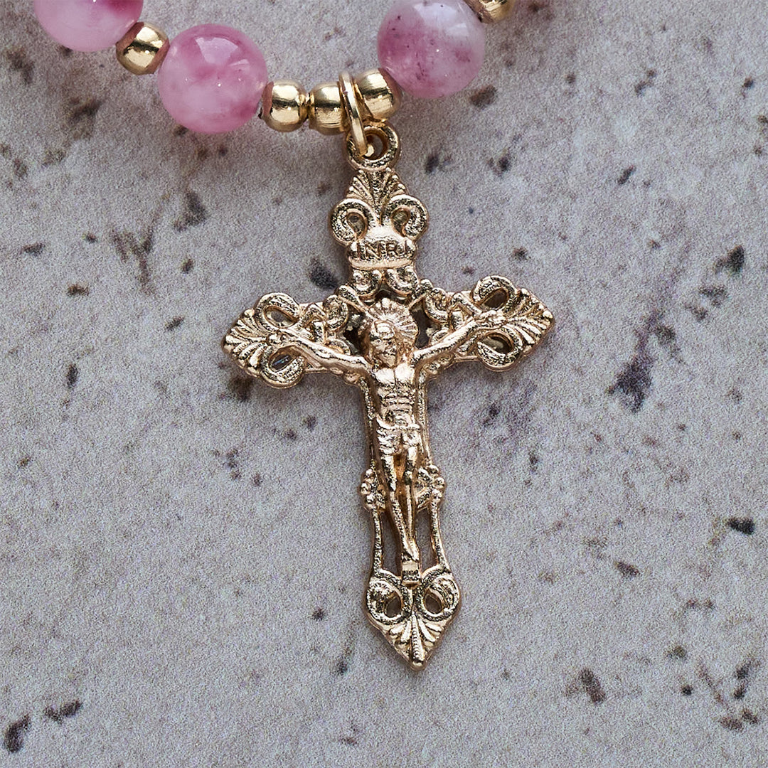 Bracciale rosario con perline di agata rossa rosa di Christianartworkshop: devozione ed eleganza celeste - image 8