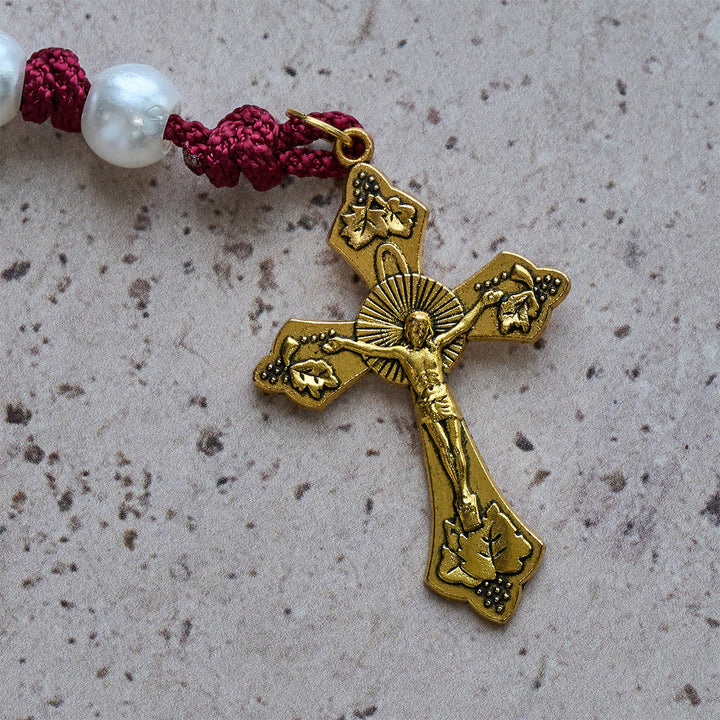 Christianartworkshop Grazioso rosario bianco personalizzato con paracord bordeaux e lettere personalizzate di GESÙ - image 9