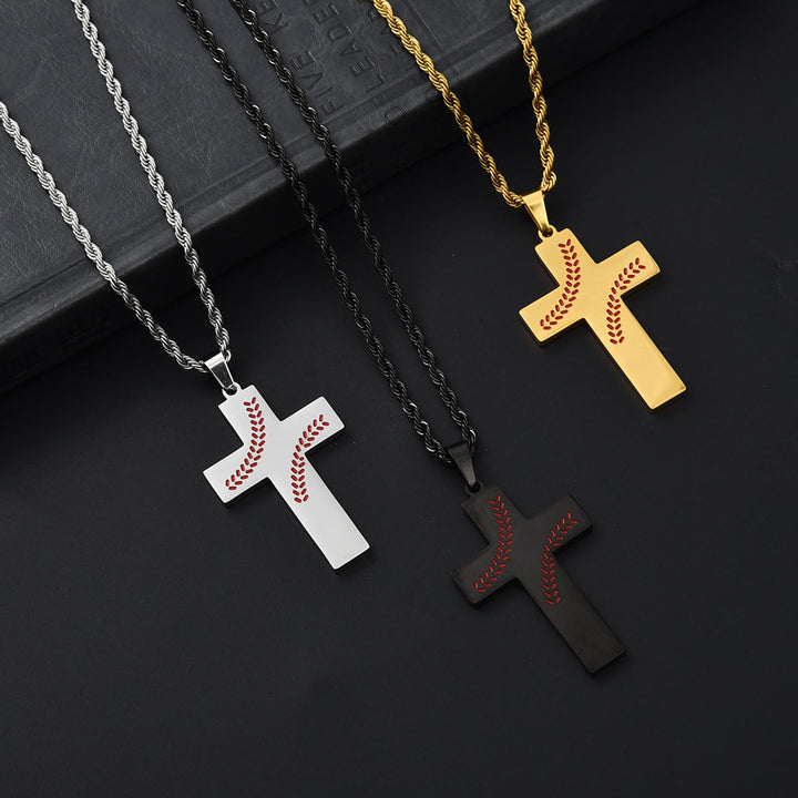 Collana con croce a punto baseball di Christianartworkshop: devozione atletica e citazione ispiratrice - image 3