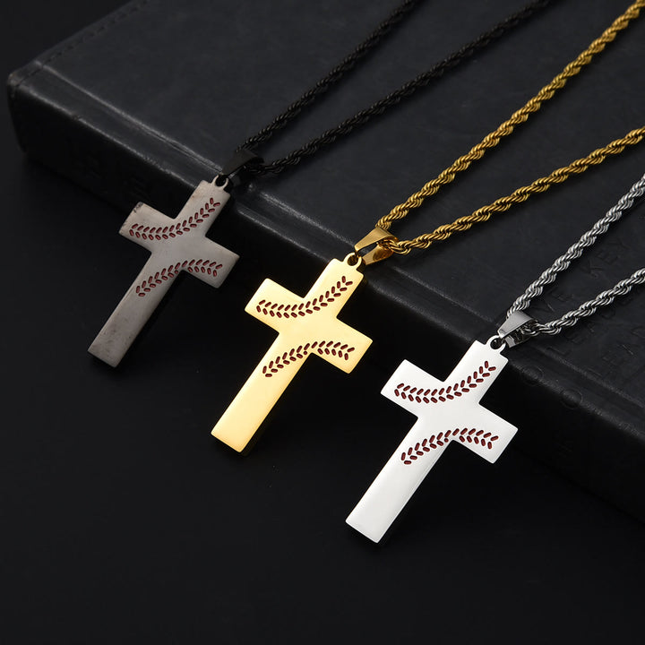 Christianartworkshop Collana con croce a punto baseball: devozione atletica e citazione ispiratrice - image 2