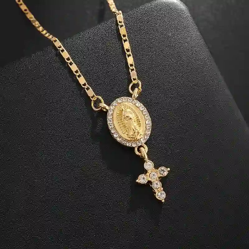 Christianartworkshop Collana con ciondolo Madonna e Croce: devozione divina ed eleganza senza tempo - D'oro - image 1