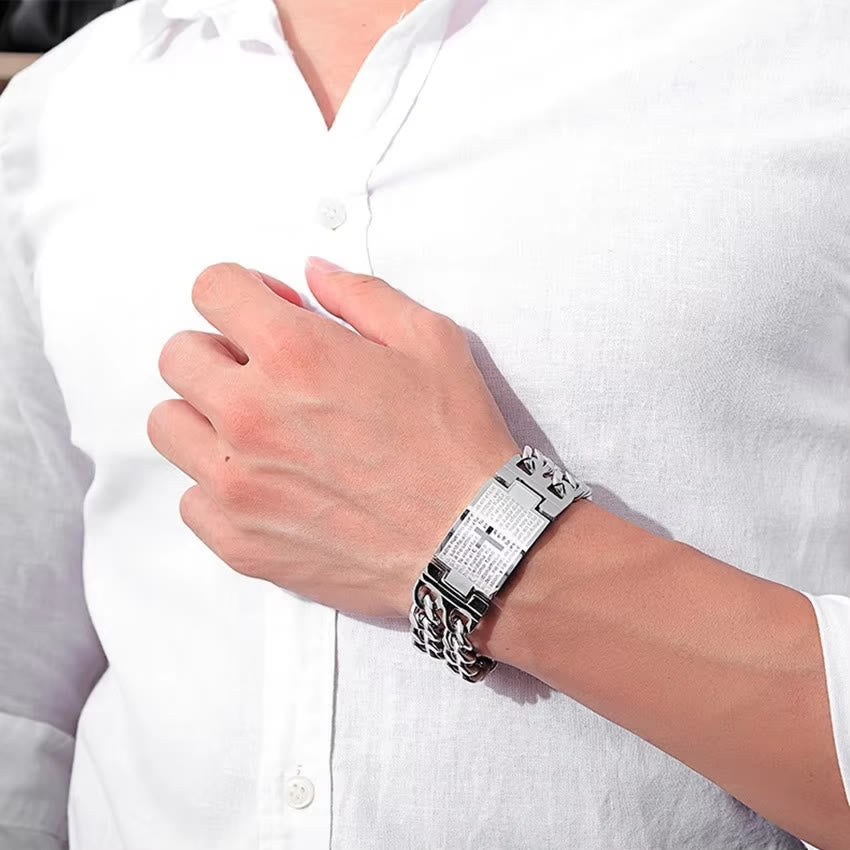 Christianartworkshop Bracciale con croce e preghiera: testo sacro e moda audace - image 1