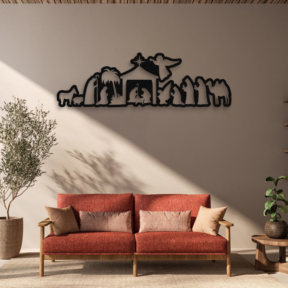 Christianartworkshop Decorazione da parete in metallo per presepe: fede natalizia e narrazione sacra - image 3