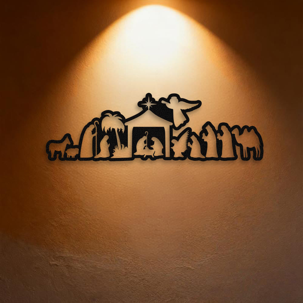 Christianartworkshop Decorazione da parete in metallo per presepe: fede natalizia e narrazione sacra - image 2