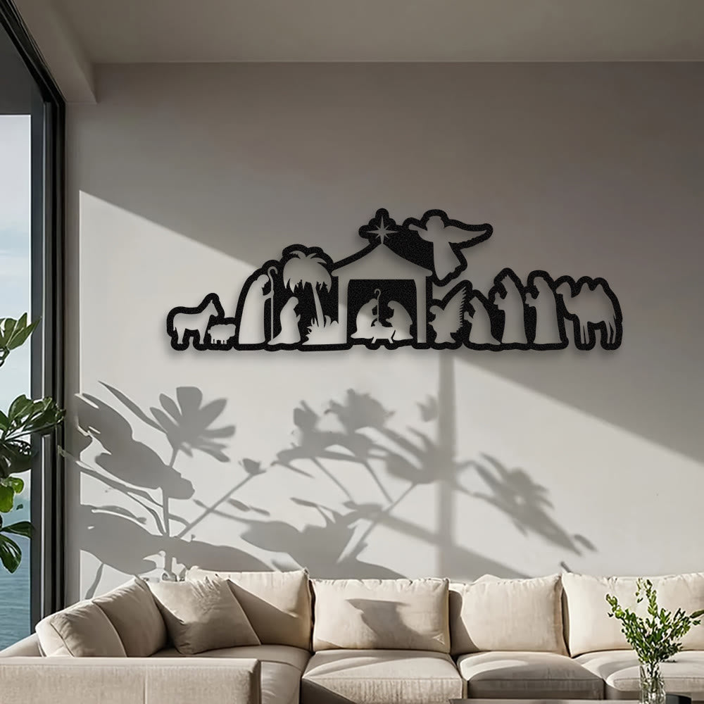 Christianartworkshop Decorazione da parete in metallo per presepe: fede natalizia e narrazione sacra - image 1