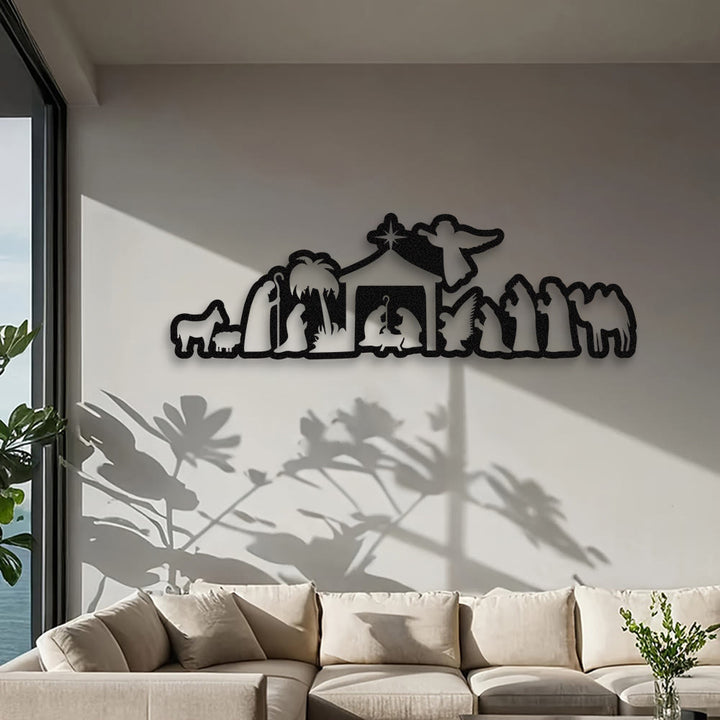 Christianartworkshop Decorazione da parete in metallo per presepe: fede natalizia e narrazione sacra - image 1