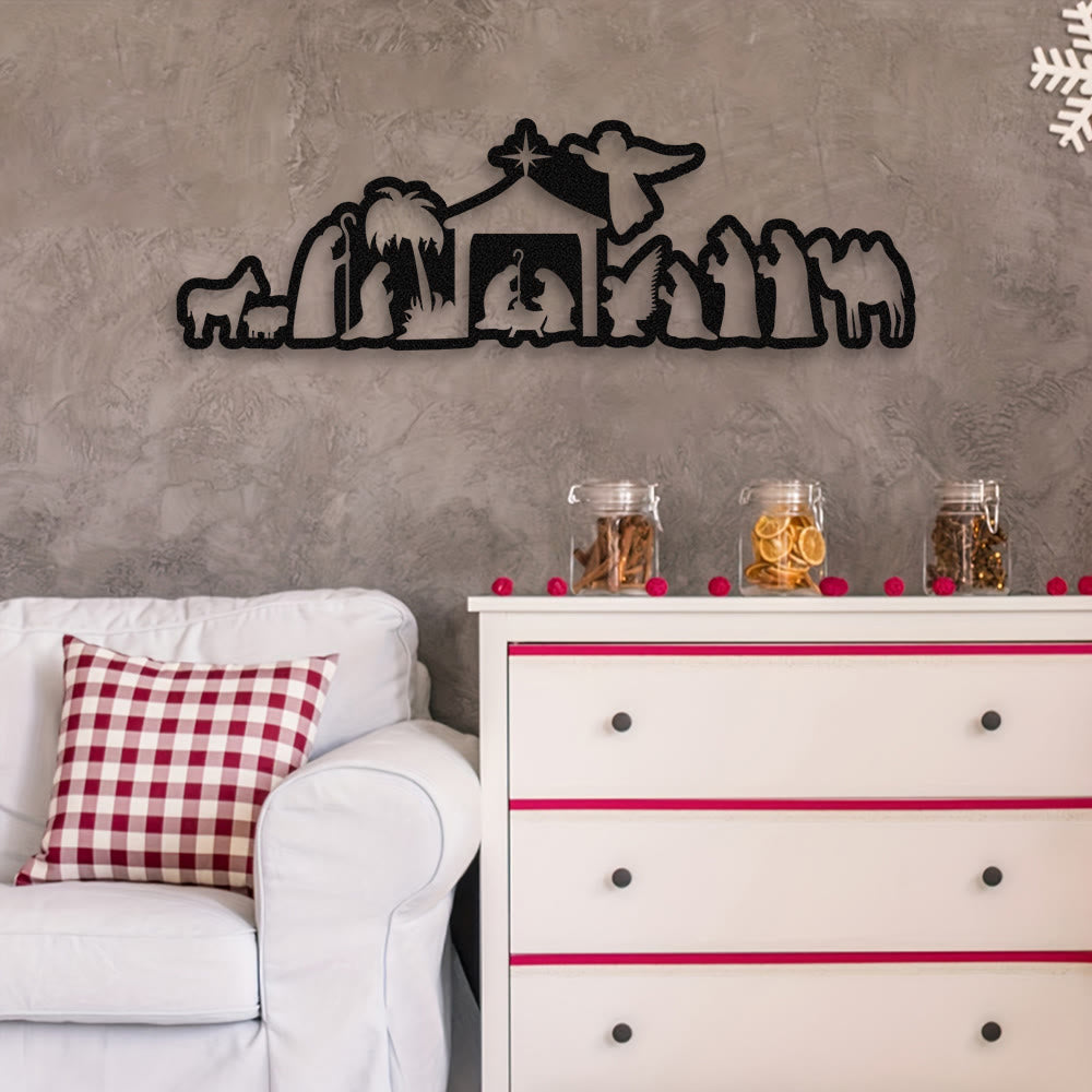 Christianartworkshop Decorazione da parete in metallo per presepe: fede natalizia e narrazione sacra - image 4