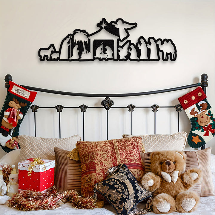 Christianartworkshop Decorazione da parete in metallo per presepe: fede natalizia e narrazione sacra - image 5