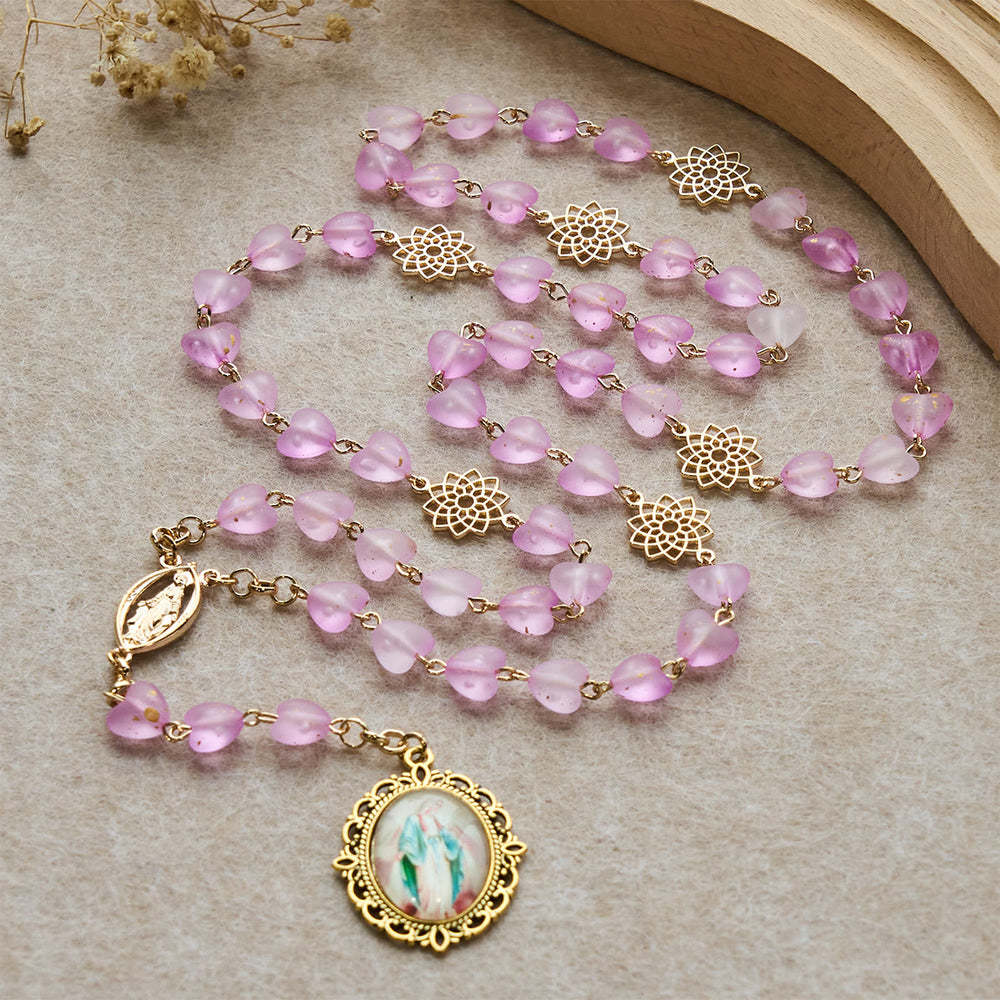 Christianartworkshop Rosario con cuore rosa e farfalla, braccialetto: devozione e spiritualità artistica - image 1