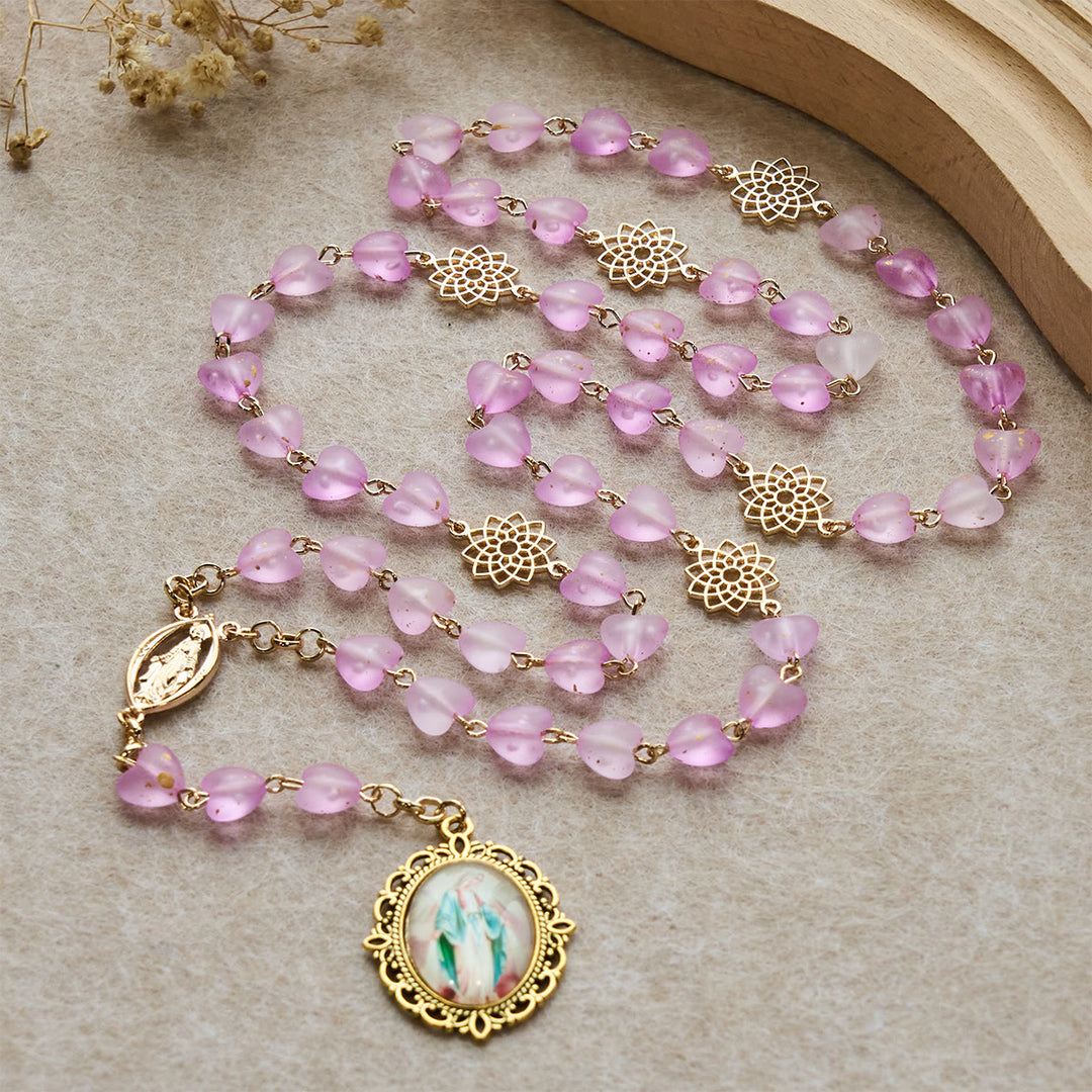 Christianartworkshop Rosario con cuore rosa e farfalla, braccialetto: devozione e spiritualità artistica - image 1