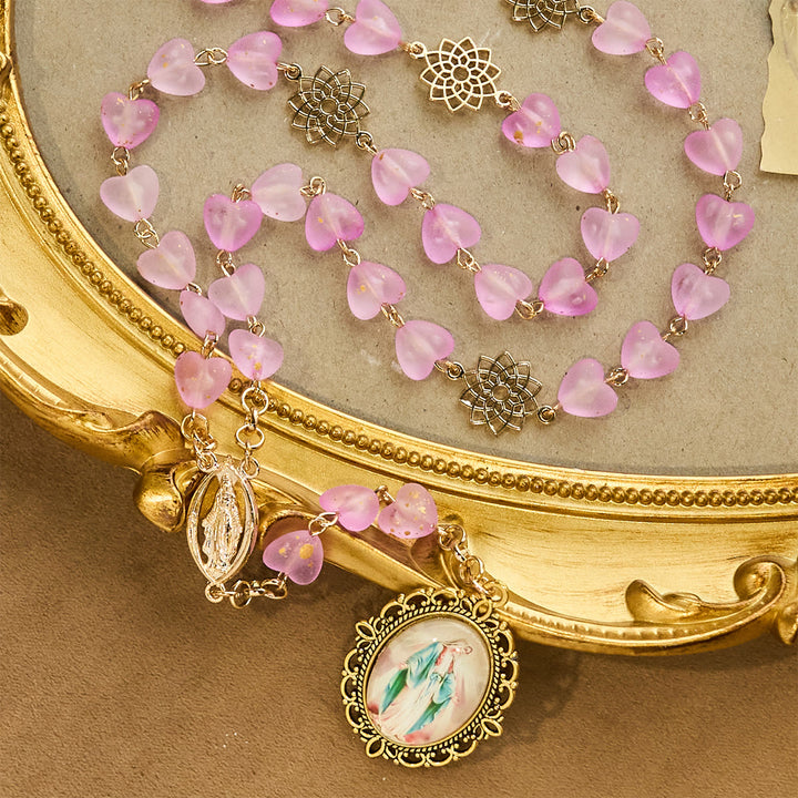 Christianartworkshop Rosario con cuore rosa e farfalla, braccialetto: devozione e spiritualità artistica - image 2