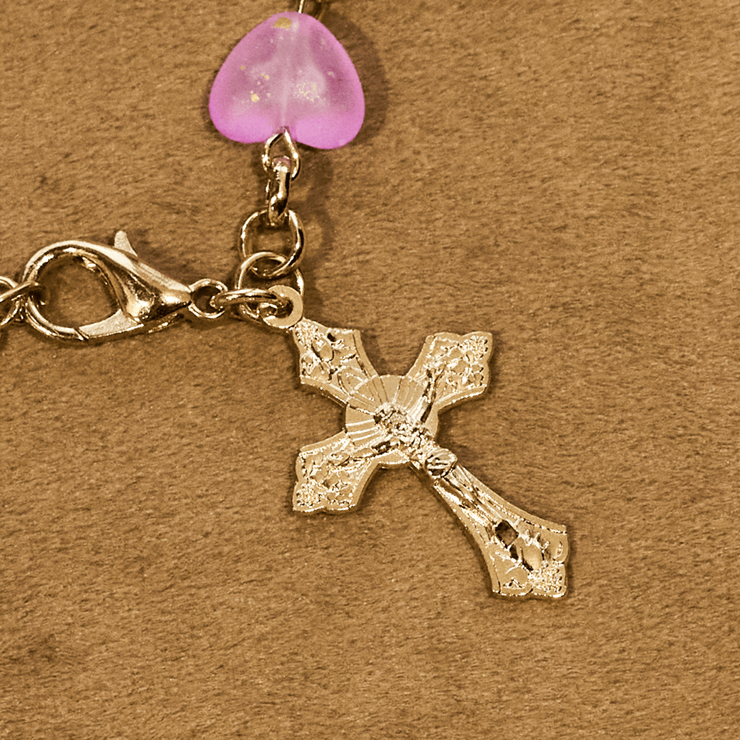 Christianartworkshop Rosario con cuore rosa e farfalla, braccialetto: devozione e spiritualità artistica - image 9