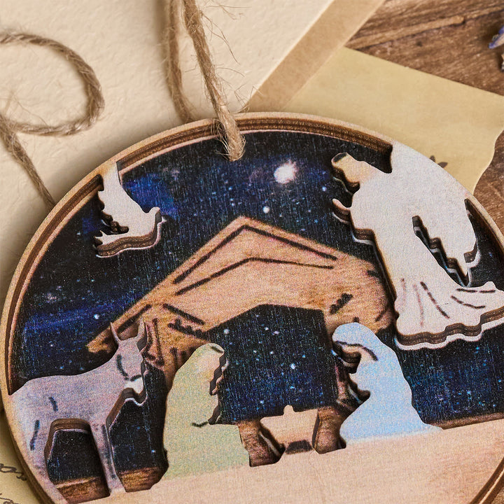 Christianartworkshop Presepe in legno 3D con ornamenti appesi raffiguranti angeli e animali - image 5