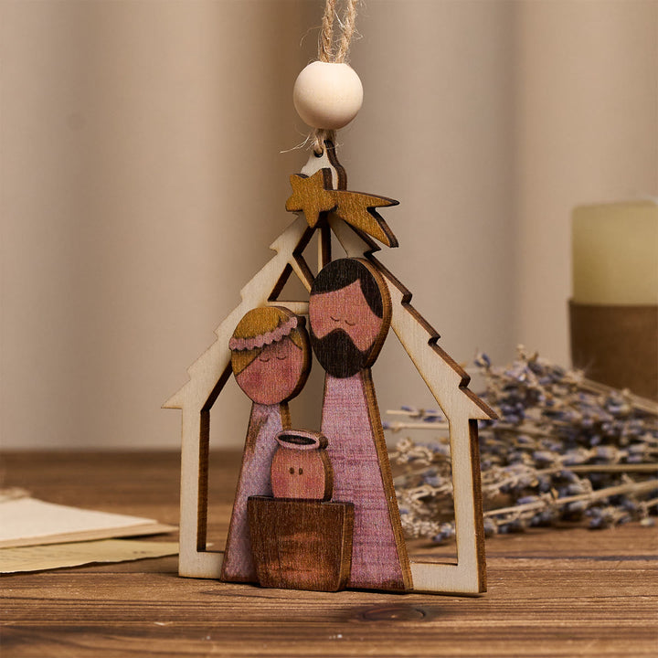 Christianartworkshop Decorazioni da appendere in legno 3D raffiguranti la Sacra Famiglia: fede e spirito natalizio stravagante - image 2