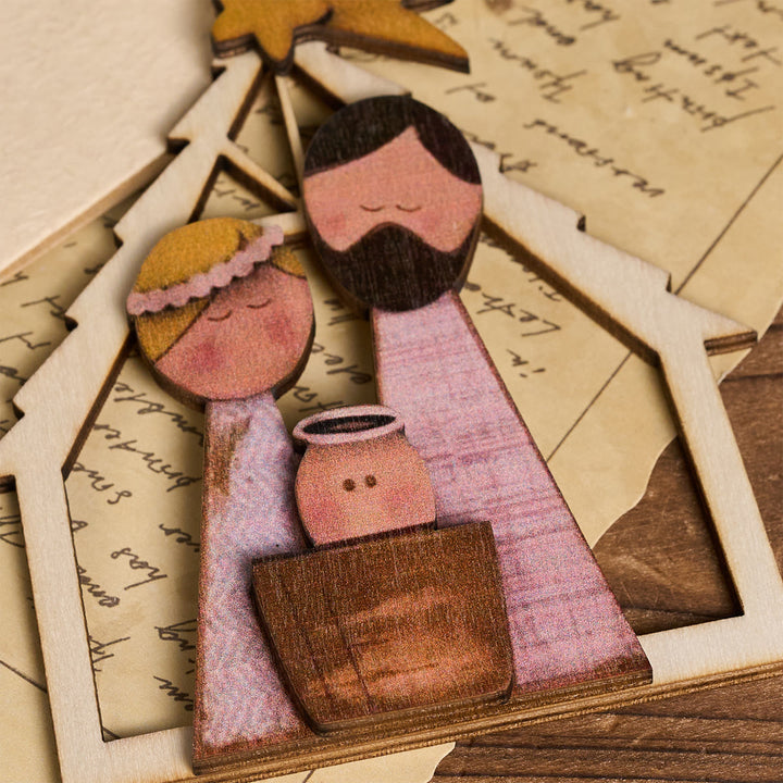 Christianartworkshop Decorazioni da appendere in legno 3D raffiguranti la Sacra Famiglia: fede e spirito natalizio stravagante - image 3