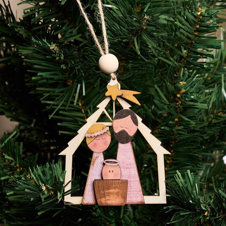 Christianartworkshop Decorazioni da appendere in legno 3D raffiguranti la Sacra Famiglia: fede e spirito natalizio stravagante - Sacra Famiglia - image 0