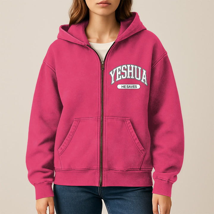 Christianartworkshop YESHUA He Saves Giacca con cappuccio grafica: un mix di fede e moda casual - image 15