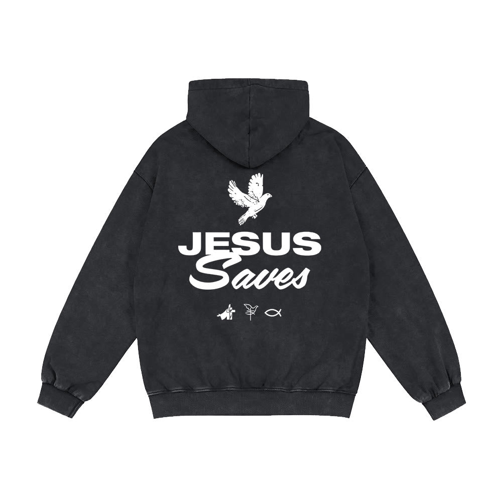 Christianartworkshop Dove & Cross Jesus Saves Hoody Jacket: conforto spirituale per ogni giorno - image 17