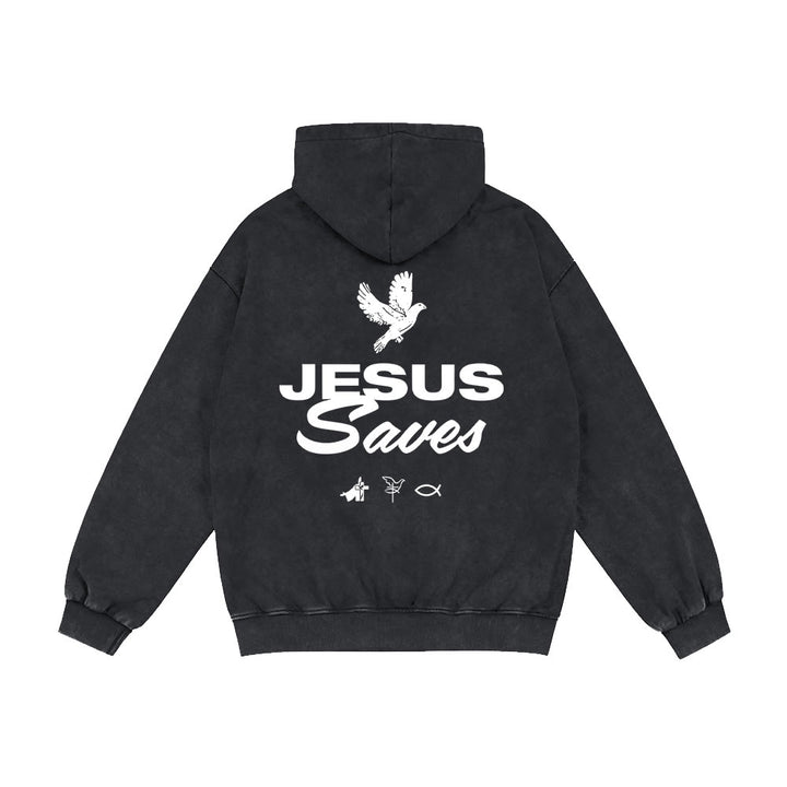Christianartworkshop Dove & Cross Jesus Saves Hoody Jacket: conforto spirituale per ogni giorno - image 17