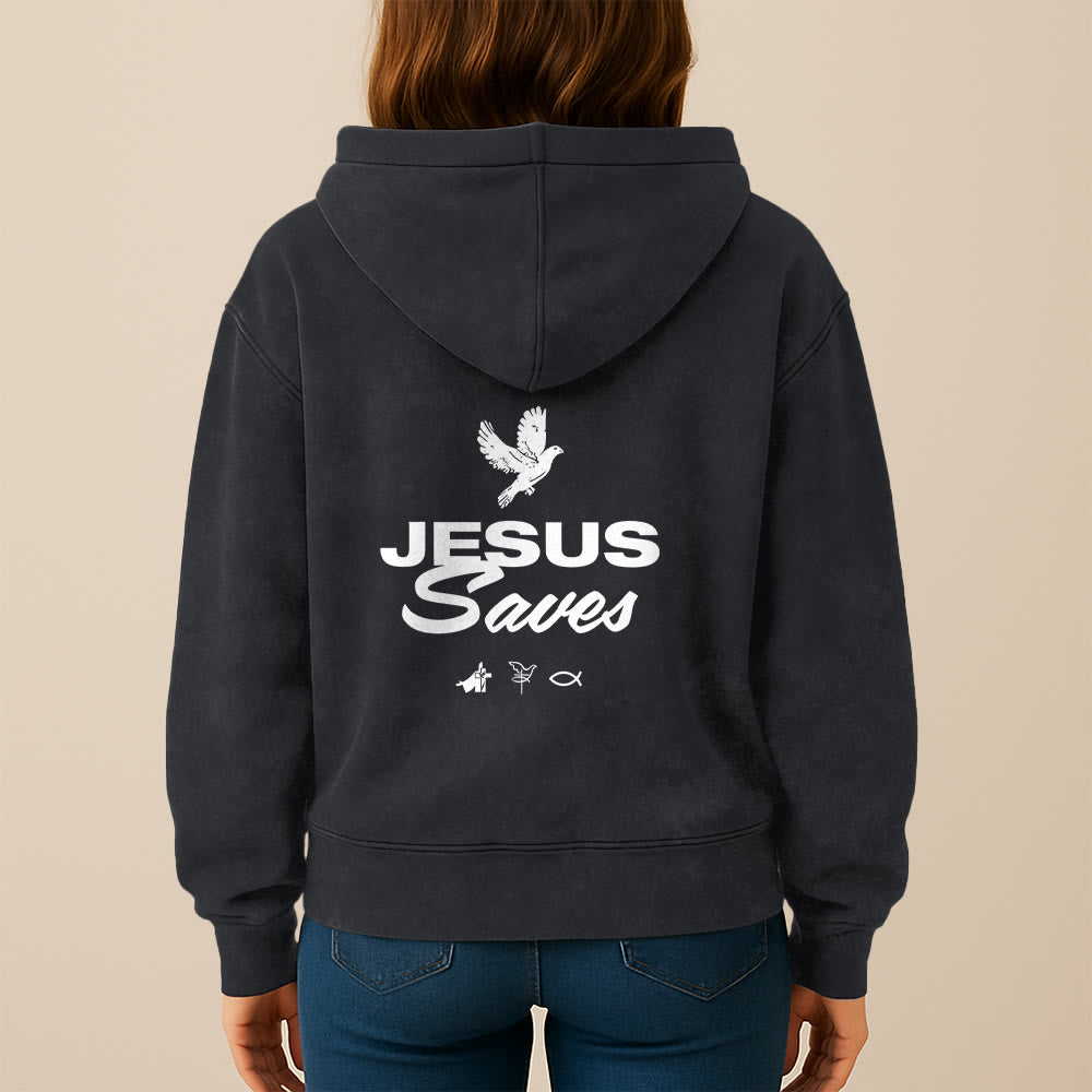 Christianartworkshop Dove & Cross Jesus Saves Hoody Jacket: conforto spirituale per ogni giorno - image 21