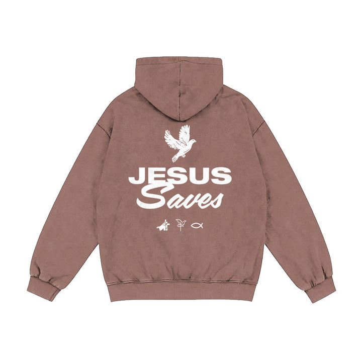 Christianartworkshop Dove & Cross Jesus Saves Hoody Jacket: conforto spirituale per ogni giorno - image 24