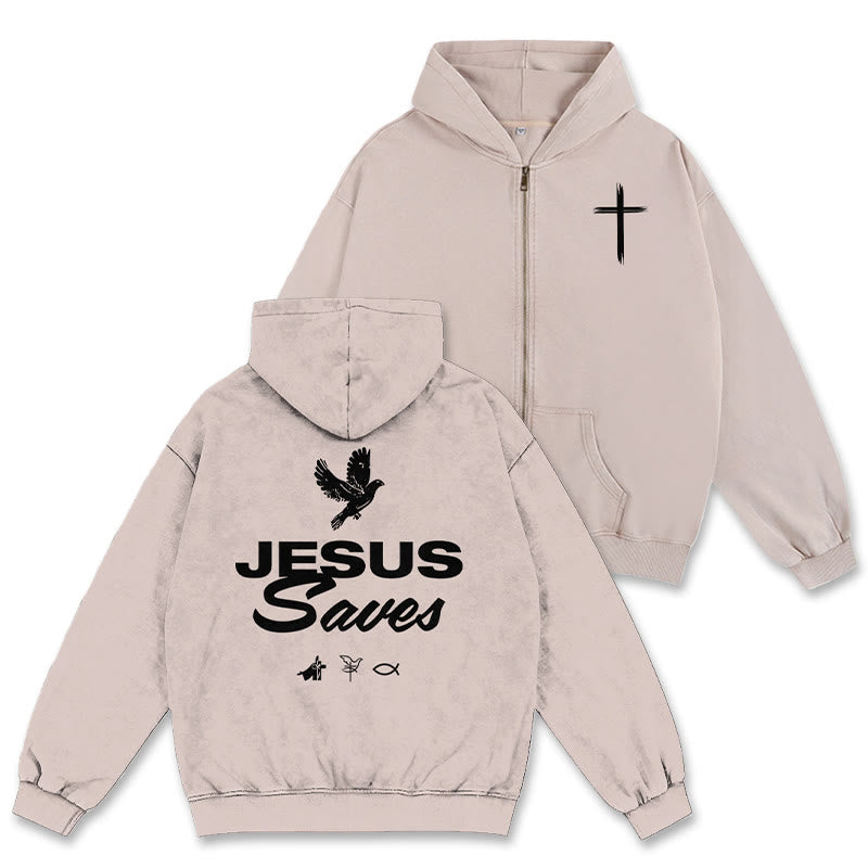 Christianartworkshop Dove & Cross Jesus Saves Hoody Jacket: conforto spirituale per ogni giorno - Albicocca - 2XL - image 8
