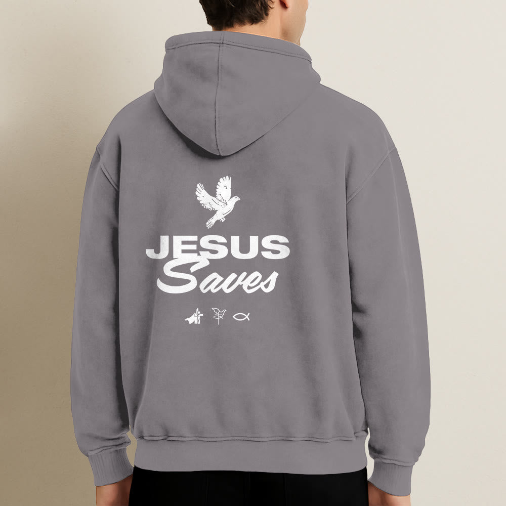 Christianartworkshop Dove & Cross Jesus Saves Hoody Jacket: conforto spirituale per ogni giorno - image 4