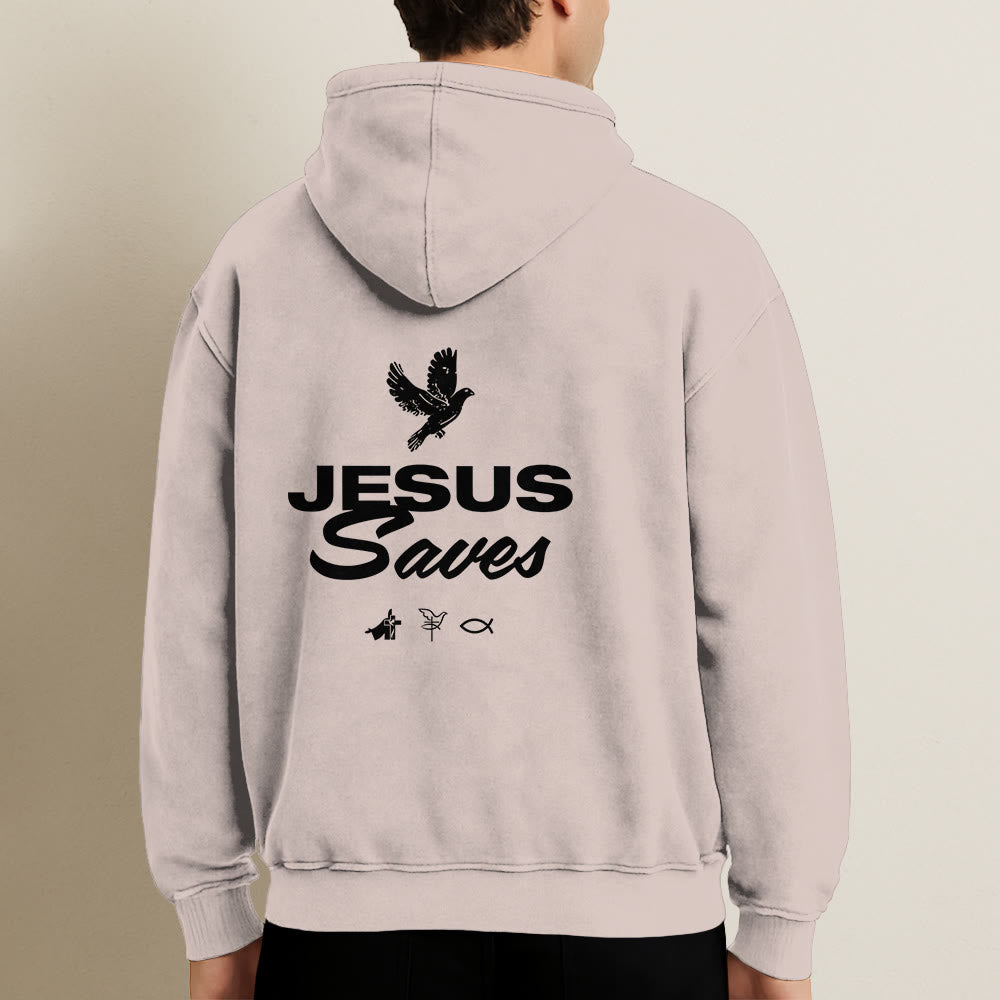 Christianartworkshop Dove & Cross Jesus Saves Hoody Jacket: conforto spirituale per ogni giorno - image 12