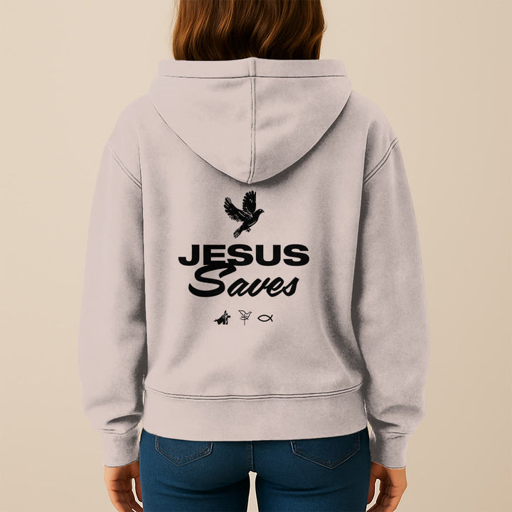 Christianartworkshop Dove & Cross Jesus Saves Hoody Jacket: conforto spirituale per ogni giorno - image 14