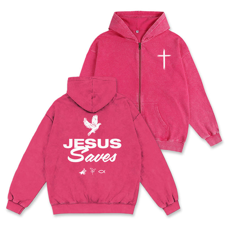 Christianartworkshop Dove & Cross Jesus Saves Hoody Jacket: conforto spirituale per ogni giorno - Rosa - 2XL - image 29