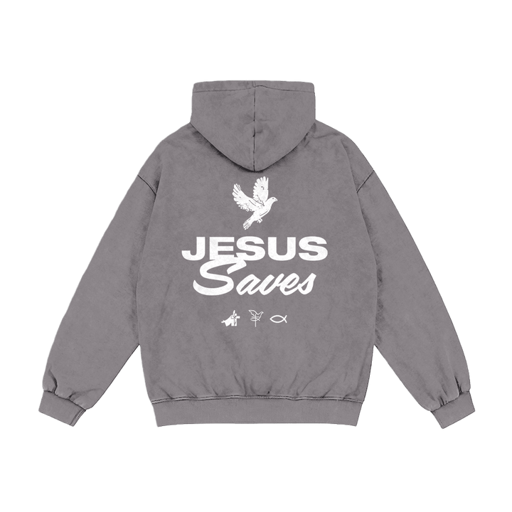 Christianartworkshop Dove & Cross Jesus Saves Hoody Jacket: conforto spirituale per ogni giorno - image 2