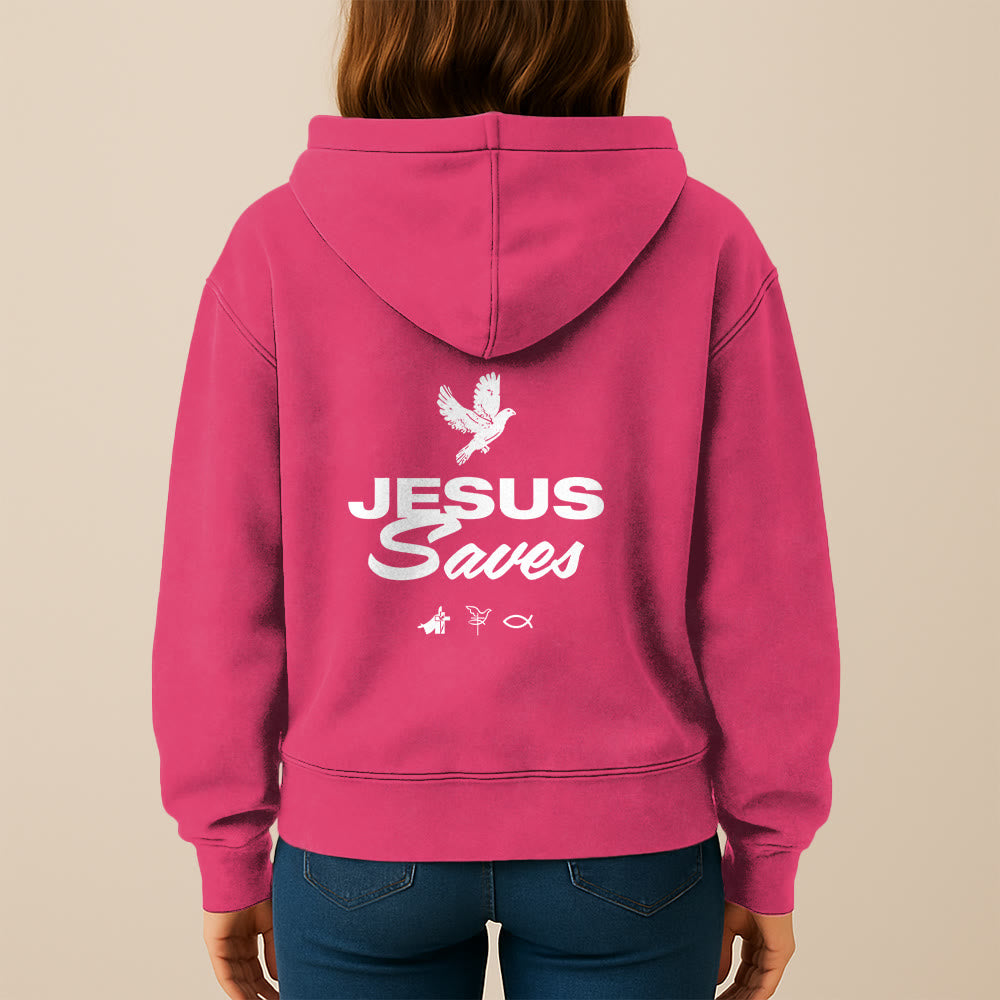 Christianartworkshop Dove & Cross Jesus Saves Hoody Jacket: conforto spirituale per ogni giorno - image 35