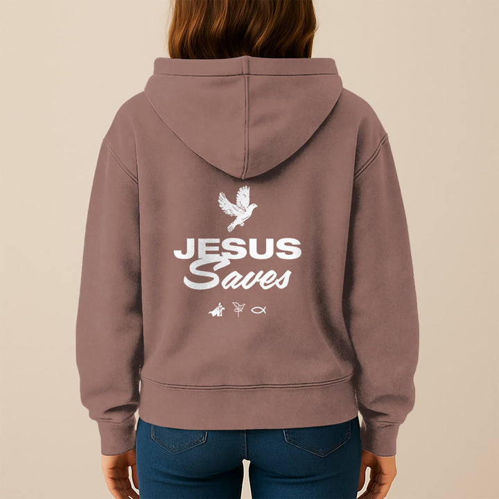 Christianartworkshop Dove & Cross Jesus Saves Hoody Jacket: conforto spirituale per ogni giorno - image 28
