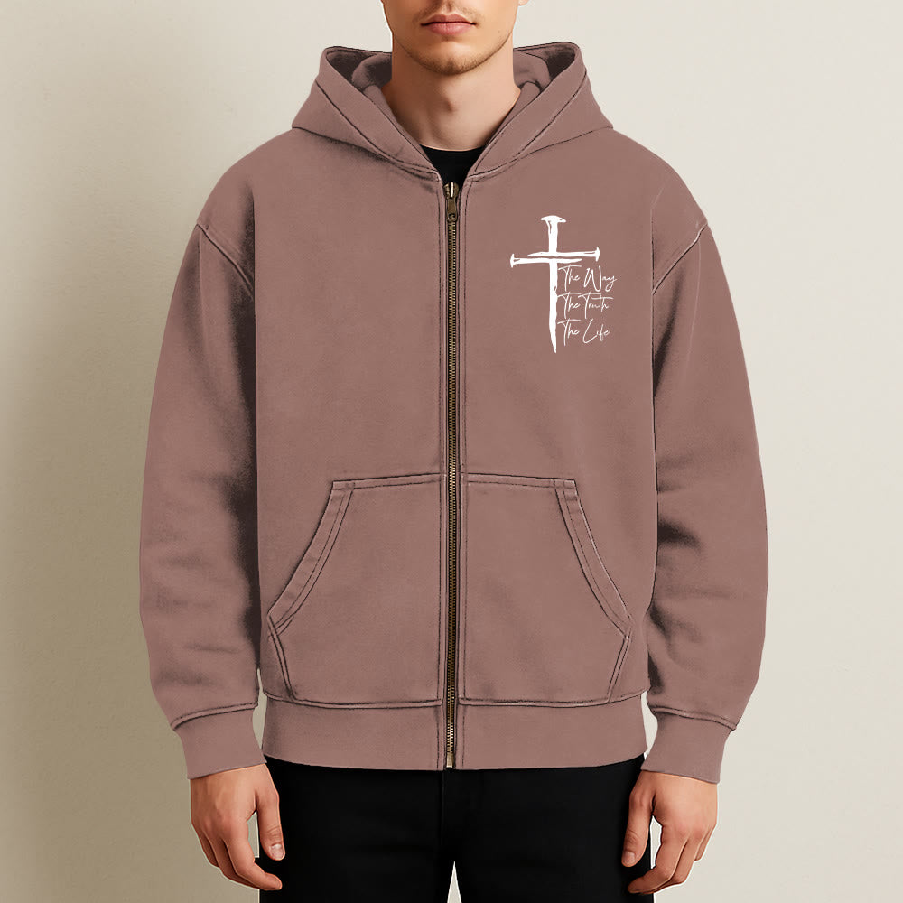 Giacca con cappuccio "Fede Path Cross" di Christianartworkshop: La via, la verità, la vita in abbigliamento casual - image 11