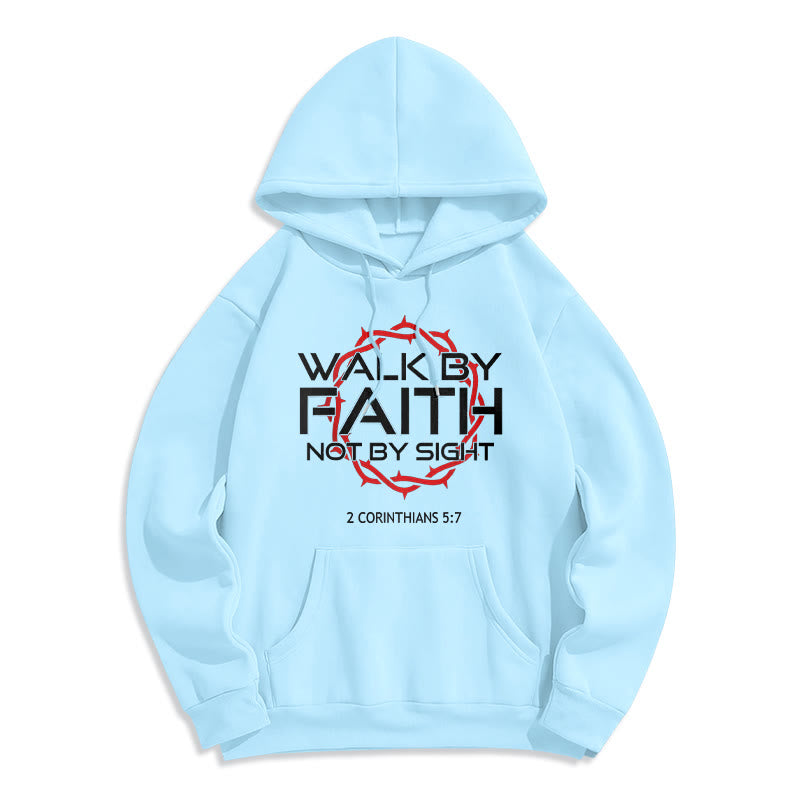 Felpa con cappuccio in poliestere foderata in pile "Walk By Faith" guidata dalla fede Christianartworkshop - Blu - 2XL - image 7