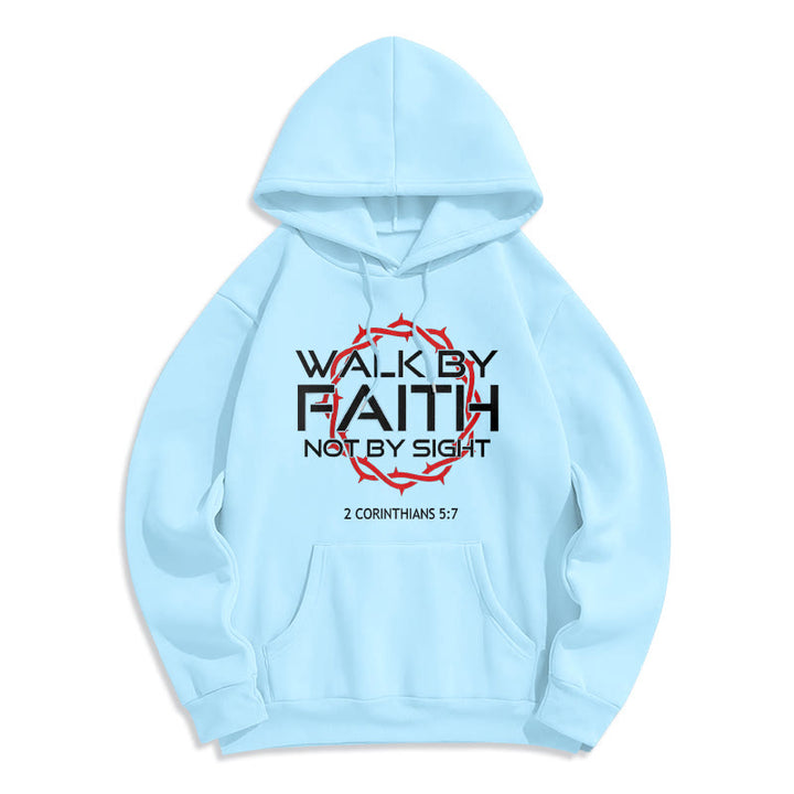 Felpa con cappuccio in poliestere foderata in pile "Walk By Faith" guidata dalla fede Christianartworkshop - Blu - 2XL - image 7