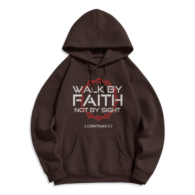 Felpa con cappuccio in poliestere foderata in pile "Walk By Faith" guidata dalla fede Christianartworkshop - Marrone - 2XL - image 0