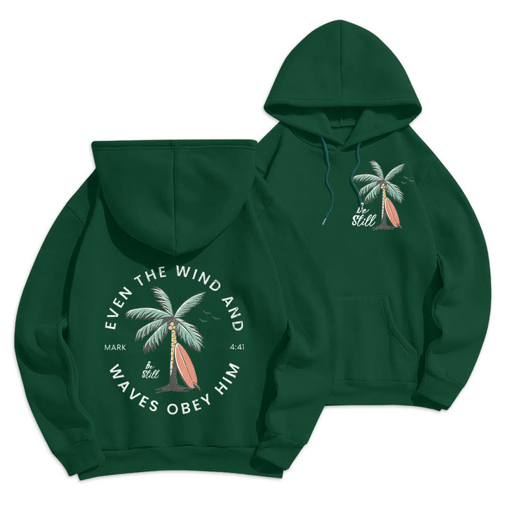 Felpa con cappuccio in poliestere foderata in pile "Scription & Coastal Be Still" Christianartworkshop - Verde - 2XL - image 12