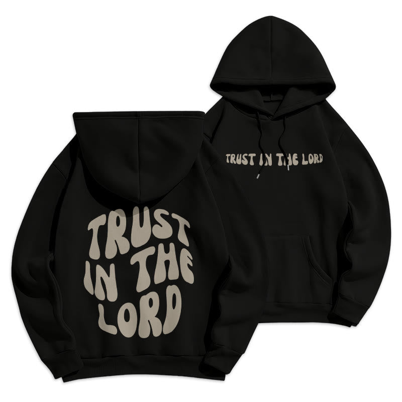 Christianartworkshop Trust In The Lord Faith Reliance Felpa con cappuccio in poliestere foderata in pile - Nero - 2XL - image 3
