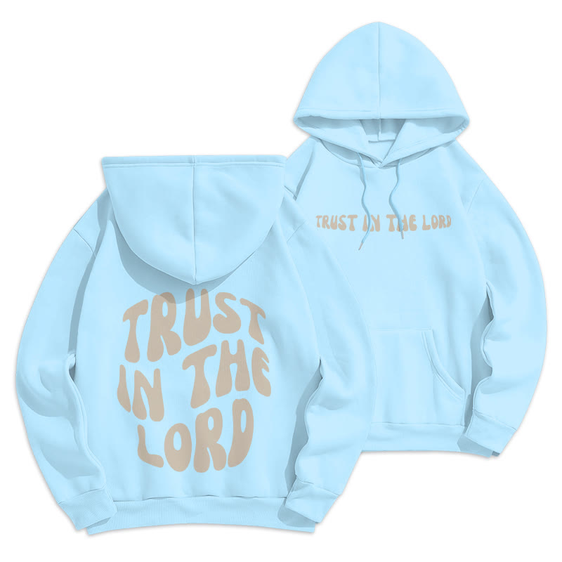 Christianartworkshop Trust In The Lord Faith Reliance Felpa con cappuccio in poliestere foderata in pile - Blu - 2XL - image 9