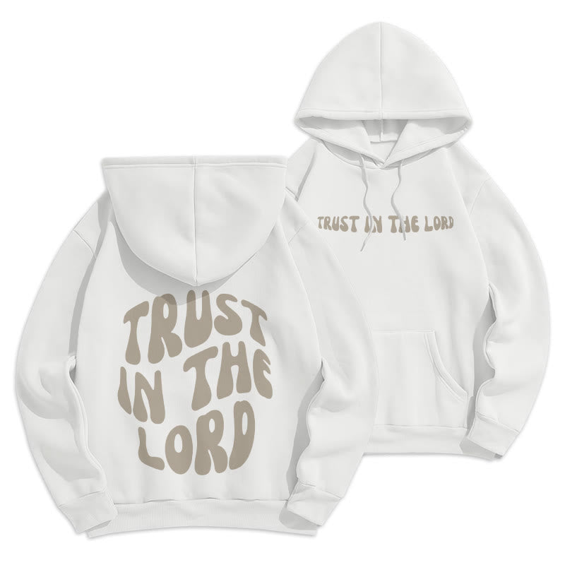 Christianartworkshop Trust In The Lord Faith Reliance Felpa con cappuccio in poliestere foderata in pile - Bianco - 2XL - image 7