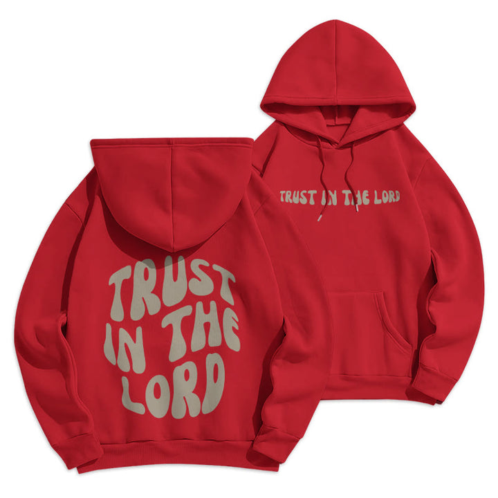Christianartworkshop Trust In The Lord Faith Reliance Felpa con cappuccio in poliestere foderata in pile - Rosso - 2XL - image 12