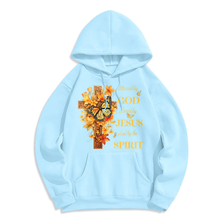 Christianartworkshop Felpa con cappuccio in poliestere foderata in pile "Benedetta da Dio Mission" - Blu - 2XL - image 6