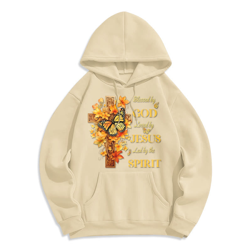 Christianartworkshop Felpa con cappuccio in poliestere foderata in pile "Benedetta da Dio" - Beige - 2XL - image 3