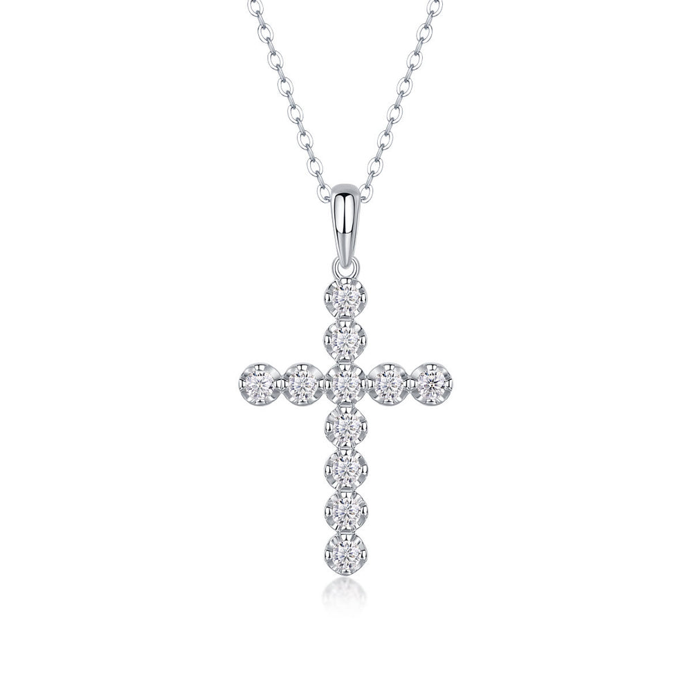 Collana con croce in argento sterling e moissanite di Christianartworkshop: eleganza di fede e brillantezza senza tempo - B - image 1